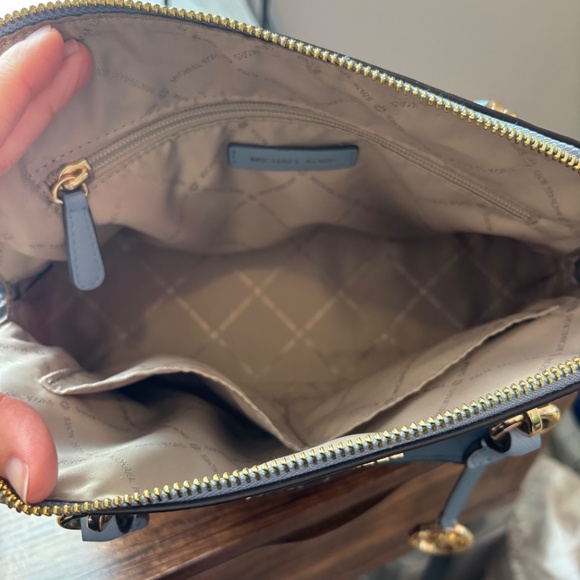 Blue Michael Kors Jet Set Travel Medium Saffiano Leather Dome Satchel Crossbody - Picture 6 of 10